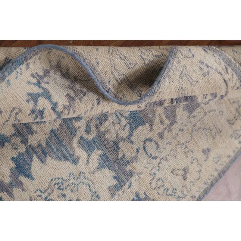 Hand Knotted Oriental 100% Wool Carpet Transitional All-Over Navy Blue & Blues Oushak Area Rug - 5' 0'' X 3' 2''