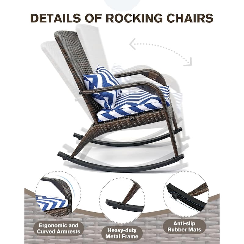 Outdoor Wicker Rocking Chair, Rattan Recliner