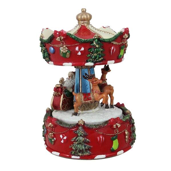 Shop 6 75 Animated Musical Santa And Reindeer Carousel Christmas