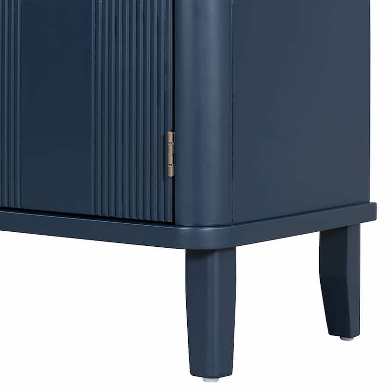 Fraxinus Mandschurica Cabinet with Three Acacia Solid Doors, Adjustable Shelves