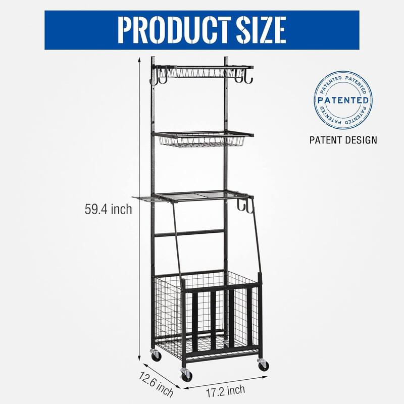 4 Tier Garage Storage Organizer for Sporting Goods Balls