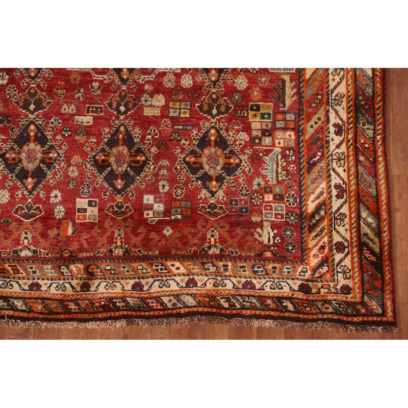 Hand Knotted Oriental 100% Wool Carpet Traditional Tribal Red Kashkoli Area Rug - 8' 2'' X 5' 4''