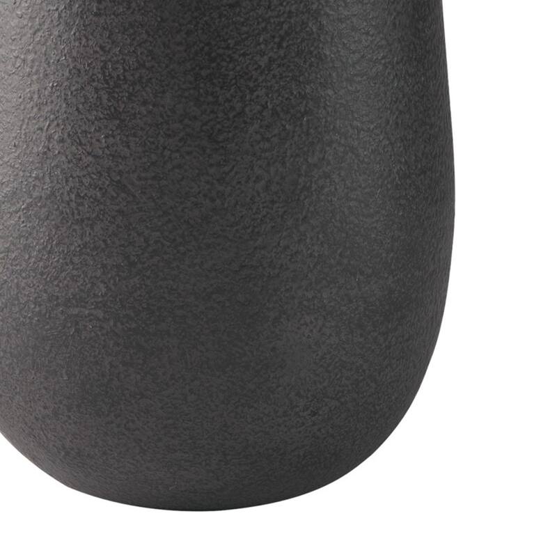 Fin 18 Inch Cylindrical Metal Vase, Subtly Textured Antique Blackened Brown