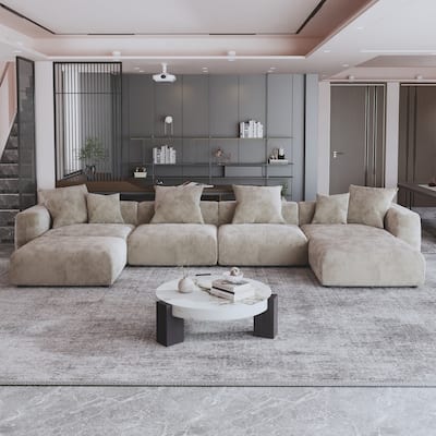 181" U-Shaped Convertible Modular Sectional Sofa With 2 Ottoman