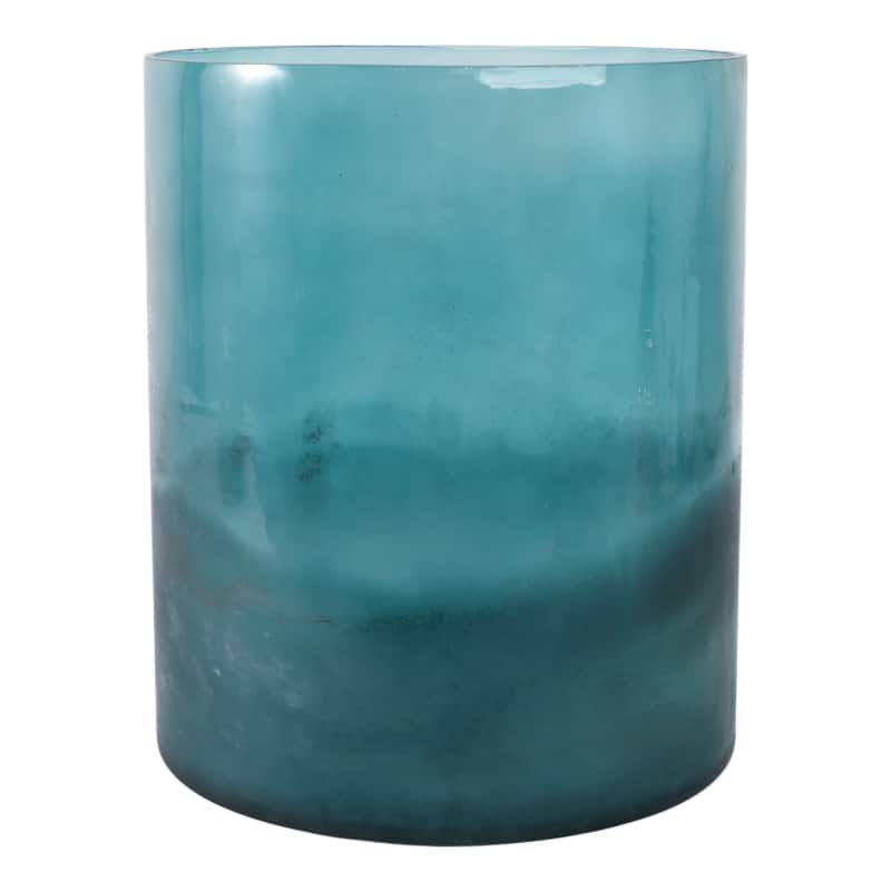 Glass Frosted Bottom Hurricane Candle Holder - Blue