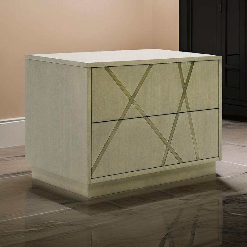 28 Inch Nightstand, Cross Sectioned Paint Art, Cubed Design, Bronze White