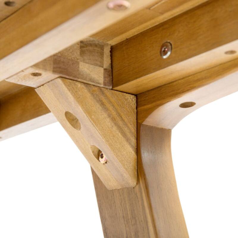 Christopher Knight Home - Maris 5-Piece Outdoor Acacia Wood Swivel Dining Set with 70.75" Rectangular Slat Table and Cushions