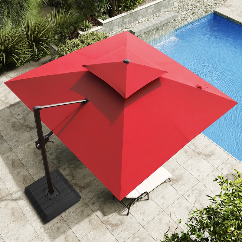 11 x 11 FT Outdoor 360 Degrees Rotation Patio Cantilever Umbrella with Base