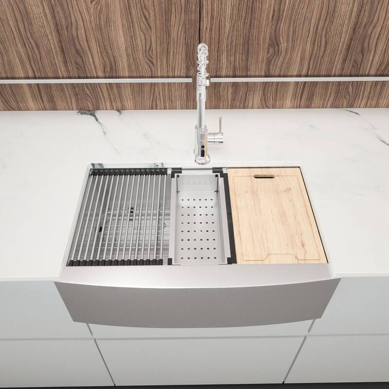 30x21 Inch Single Rectangular Farmhouse Apron Front Kitchen Sink