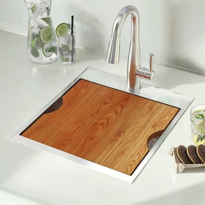 13x15" Drop-In Bar Sink - 18G Stainless with Strainer & Cutting Board