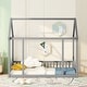 preview thumbnail 20 of 52, House Floor Bed with House Roof Frame and Safety Guardrails, Twin/Full Size Wooden Floor Montessori Bed House Bed for Kids