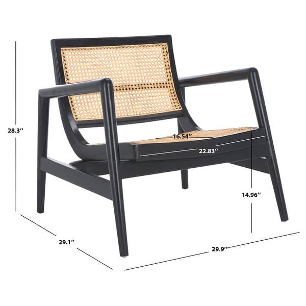 dimension image slide 0 of 2, SAFAVIEH Ender Rattan Solid Wood Accent Chair (Fully Assembled) - 30"W x 29"D x 28"H