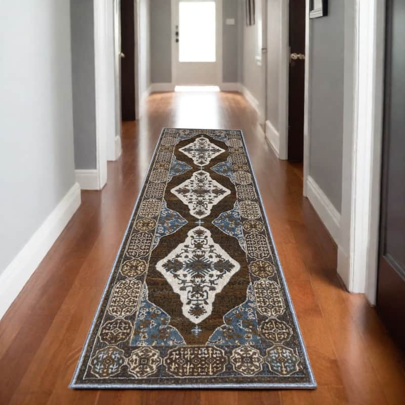 HomeRootsMedallion Traditional Rectangle Area Rug - 92.52' X '26.77' X '0.39