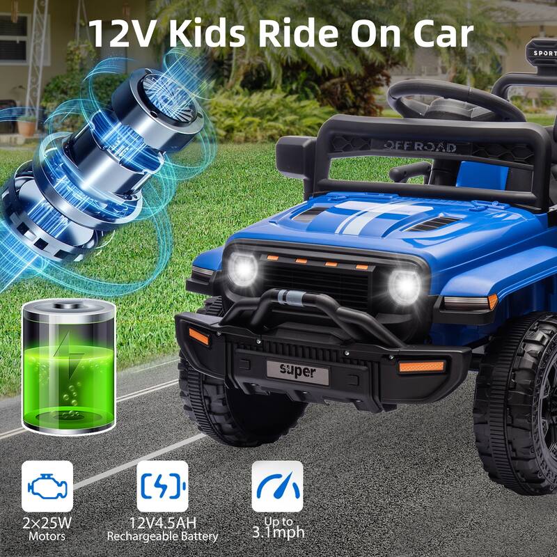 12V Electric Kids Ride on Truck, Toy Vehicle with Remote Control for Best Kids Gift