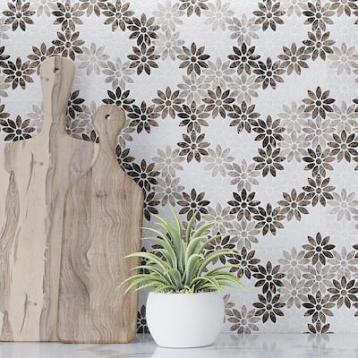 Apollo tile 11 x 12 Desert Hills Polished Eastern Brown White Marble Tile (4.46 sq ft/case) - 5 Pack