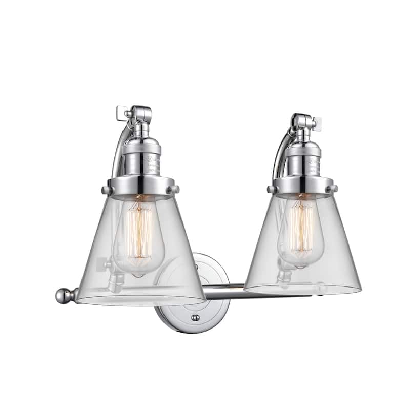 Innovations Lighting Small Cone 2 Light 18" Wide Bathroom Vanity Light - Polished Chrome / Clear