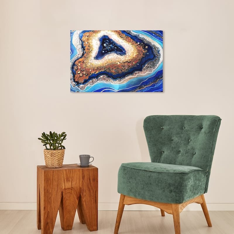 Wynwood Studio Canvas Abstract Blue Diamond Horizontal Blue and Modern & Contemporary Wall Art Canvas Print - 16 x 24