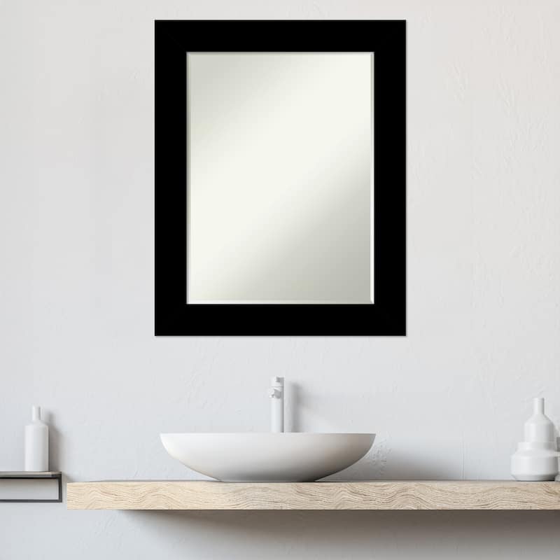 Basic Half-Inch-Bevel Wood Framed Bathroom Vanity Wall Mirror - Glass Size 18x24