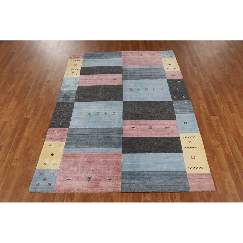 Gabbeh Indian Rug Hand-Knotted Wool Carpet - 5'5" x 7'9"