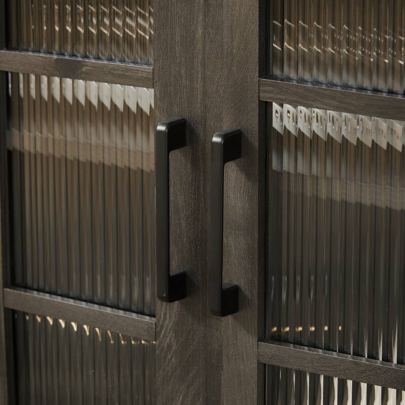 59" TV Stand with Sliding Glass Doors and Adjustable Shelves for TVs Up to 65"