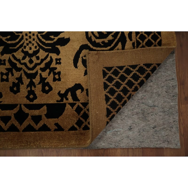 Hand Knotted Oriental 100% Wool Carpet Traditional Floral Yellow & Gold Nepalese Area Rug - 11' 10'' X 9' 0''