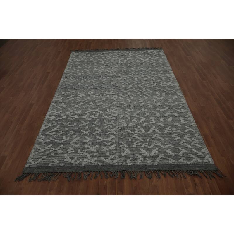 Hand Knotted Oriental 100% Wool Carpet Modern Geometric Greys & Charcoal Modern Gotti Design Area Rug - 10' 5'' X 6' 9''