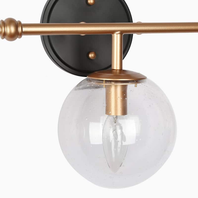 Malryn Black Gold 3-Light Bathroom Vanity Lights Glass Wall Sconces - 24.5'' L x 7" W x 10'' H