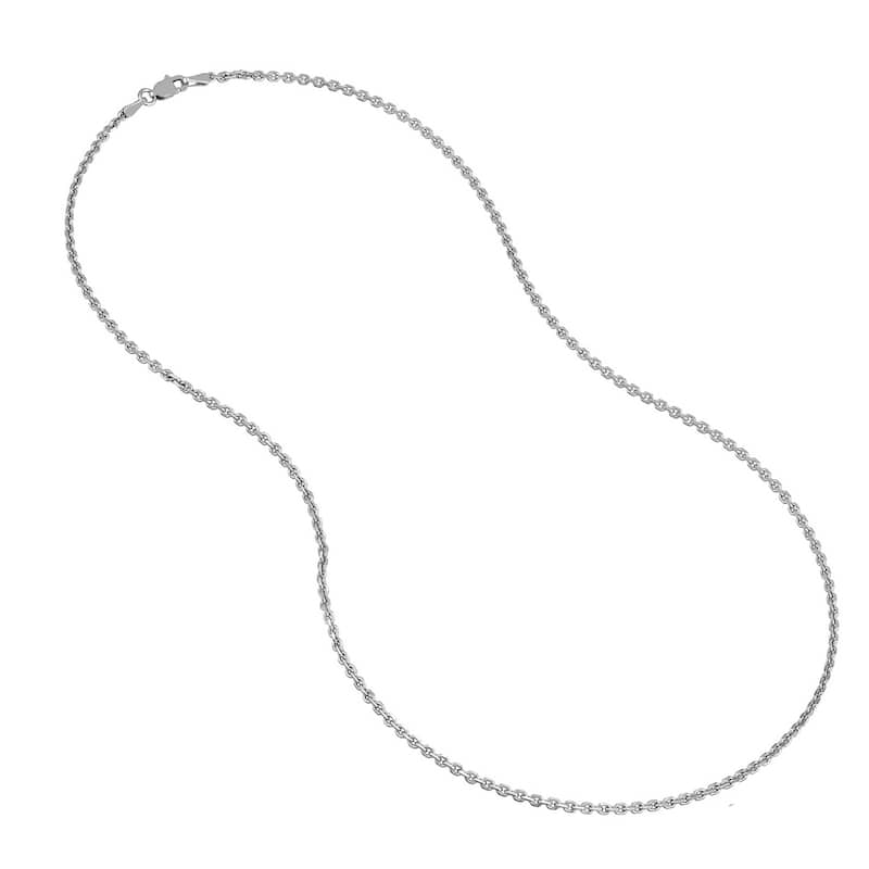 Curata 925 Sterling Silver Rhodium 1.9mm Diamond Cut Cable Chain Necklace (Lobster)