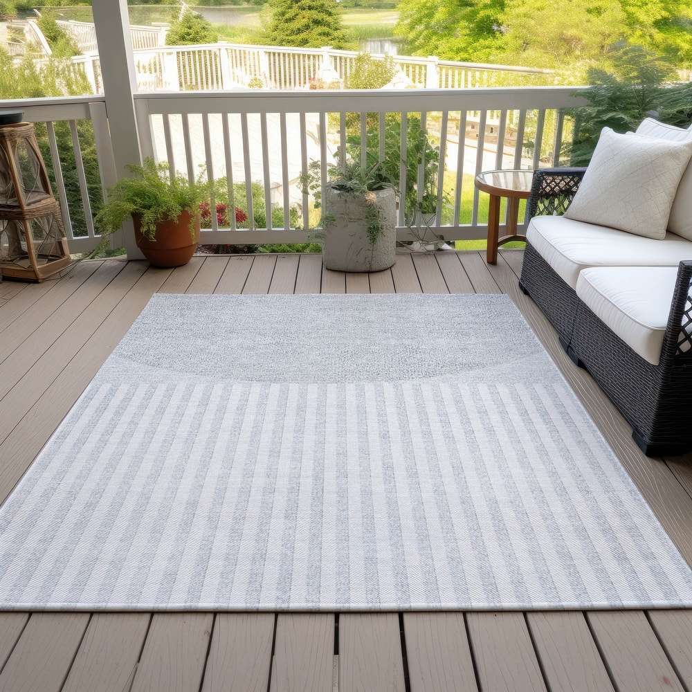 Machine Washable Indoor/Outdoor Contemporary Mod Chantille Rug