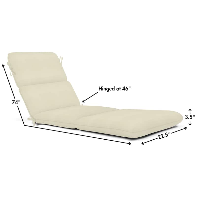 Casual Cushion Sunbrella® Fabric 1-Piece Outdoor Chaise Cushion, 22.5"W x 74"L - 22.5"W x 74"L