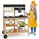 preview thumbnail 1 of 7, Outdoor Fir Wood Play Kitchen with Blackboard and Planting Pots-Natural - Multi Multi