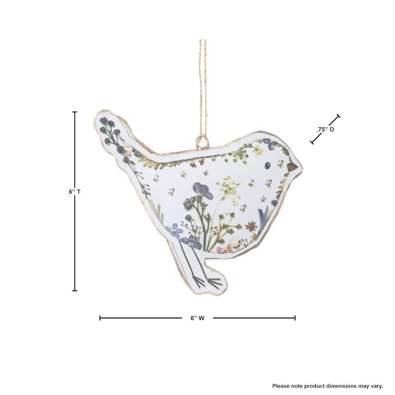 Hanging Metal Floral Bird 6"X6"T - 5