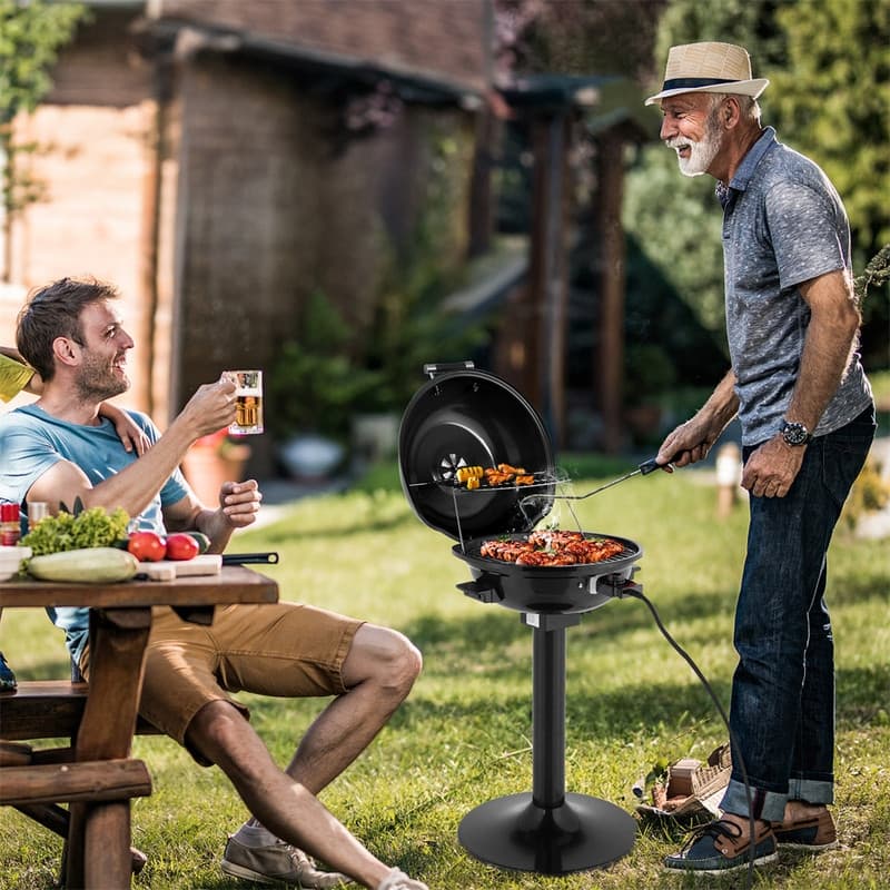 1600W Portable Double Layer Electric BBQ Grill With Stand