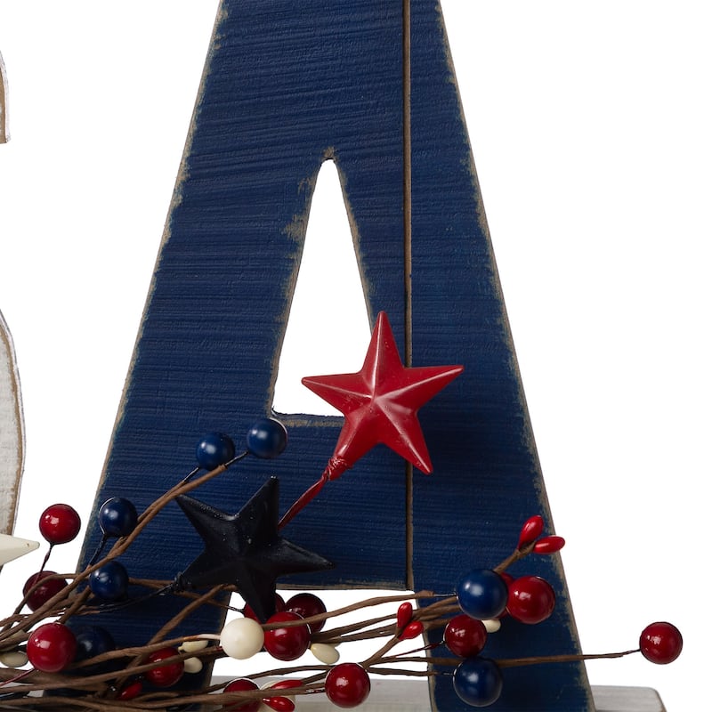 Glitzhome Patriotic Americana Flag USA Table Decor