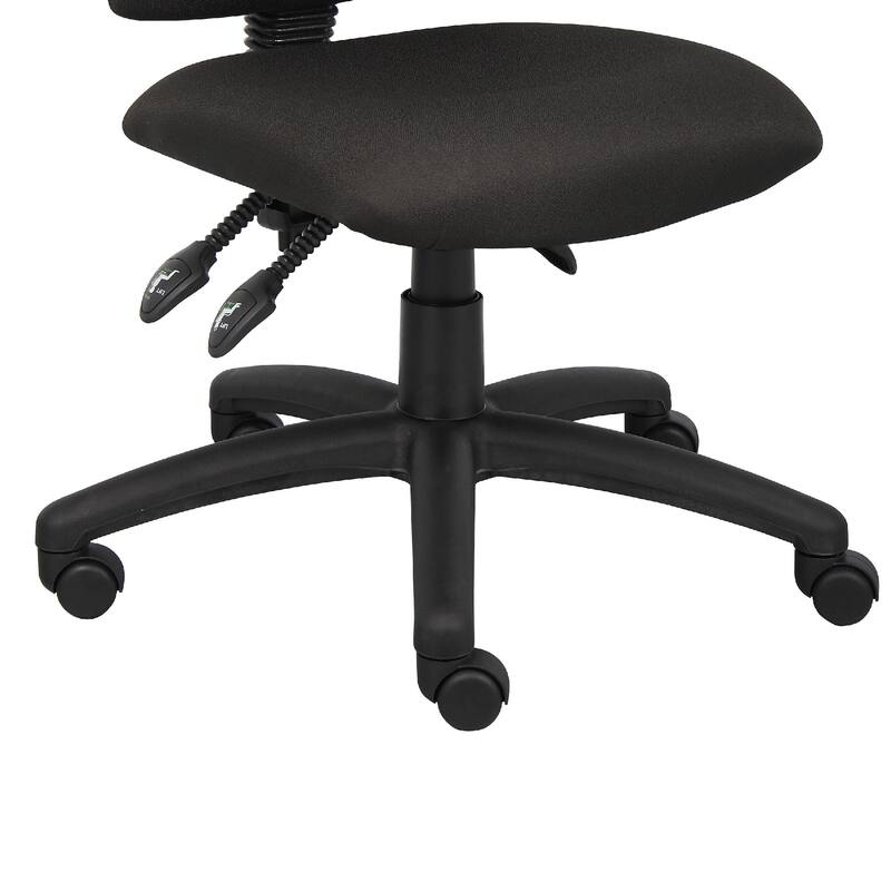 Zean Swivel Task Chair, Black Crepe Fabric, Contoured Back, Rolling