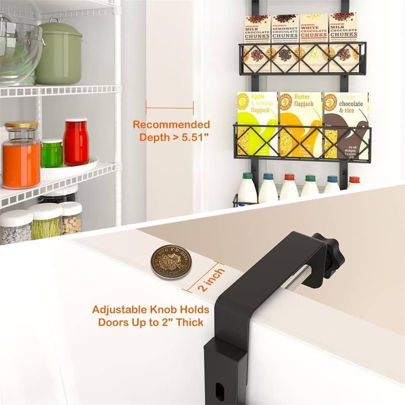 Over the Door Pantry Organizer 8Tier Adjustable Baskets - 5.51"D x 13.78"W x 65.16"H