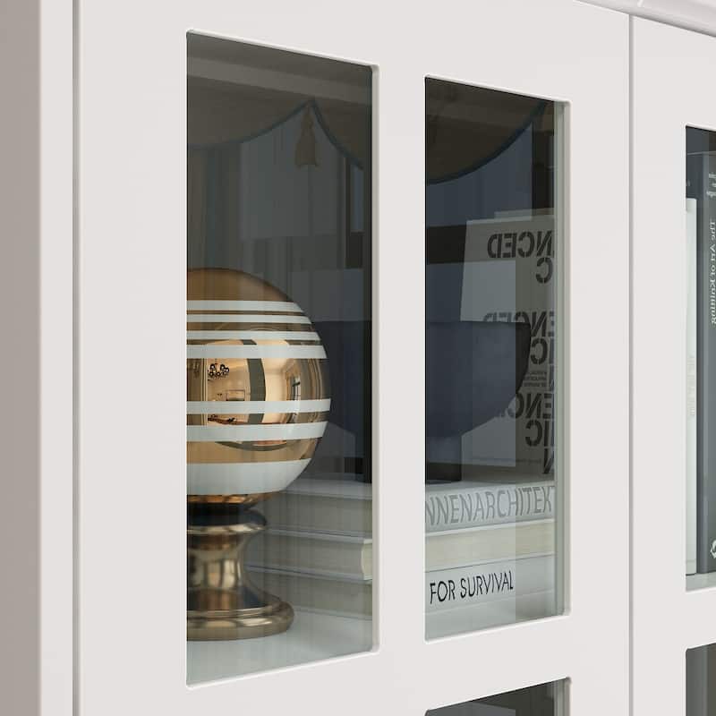 Display Cabinet with Glass Doors Bookcase Accent Living Room Hallway - 70.1"Hx31.5"W