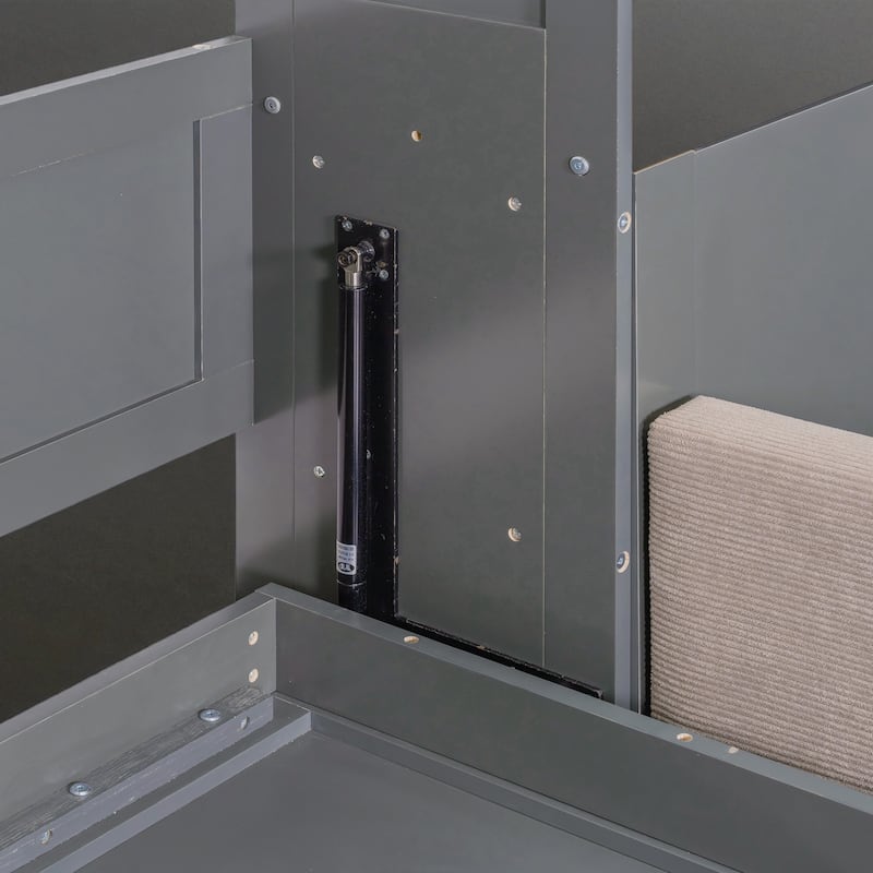 Queen Wall Murphy Bed with Hydraulic Lift Storage, Sofa, Shelves, Drawers, LED & USB Lighting for Small Spaces