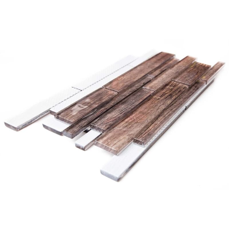 Woodland 1x3 Wood Look Glass Brick Mosaic Tile - Wall, Backsplash