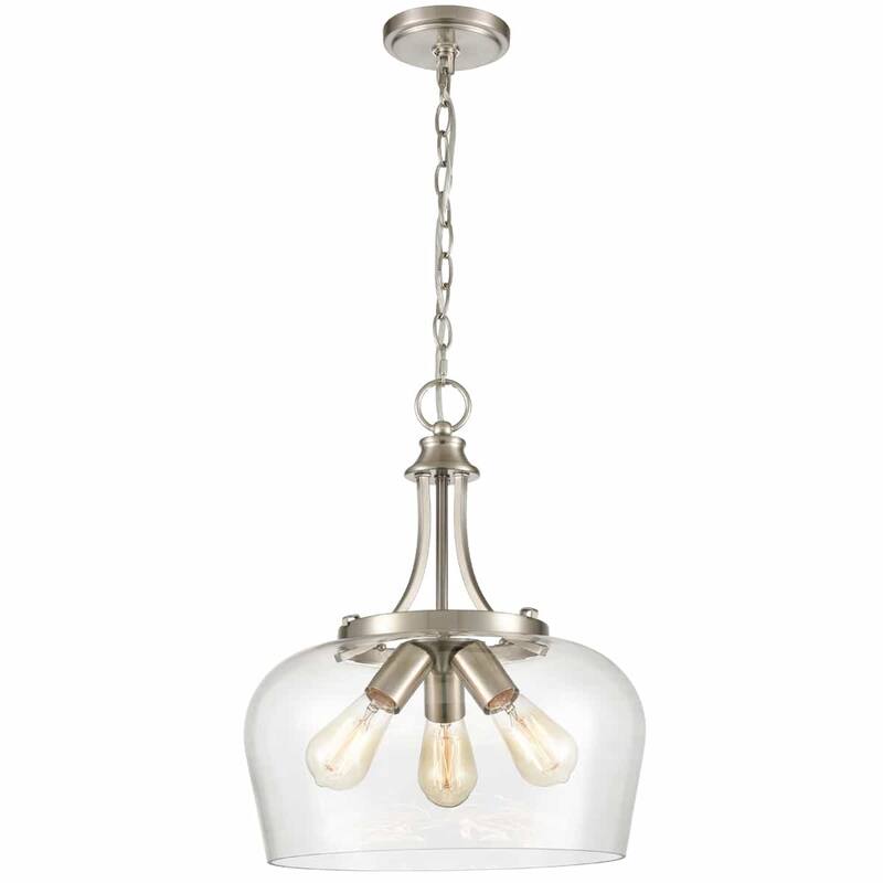 Madinari Modern Ceiling Pendant Light Clear Glass Pendant Lighting, 3-Bulbs