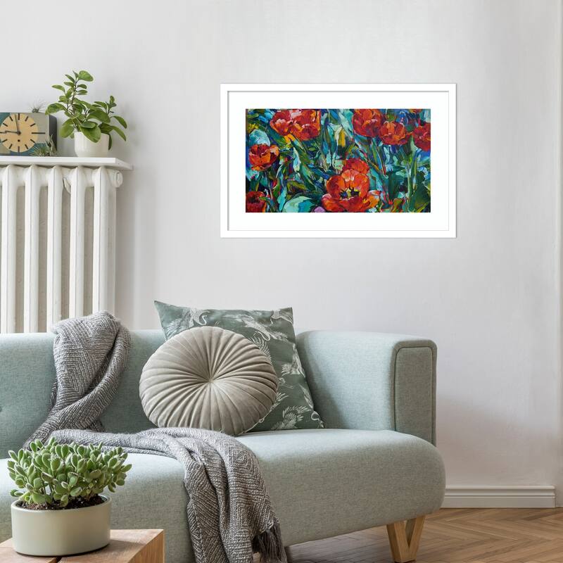 Crimson Fields by Andrii Kutsachenko Wood Framed Wall Art Print