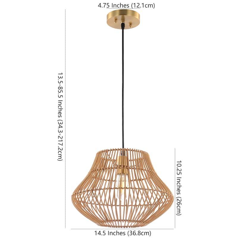 SAFAVIEH Lighting Rolina 14.5-inch Pendant - 15" W x 15" D x 14-86" H - Natural - 15Wx15Dx86H