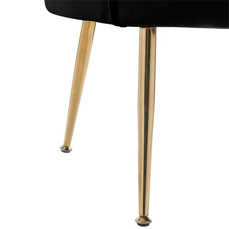 Velvet Scalloped Back Barrel Accent Chair with Metal Legs Bed Bath