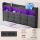 preview thumbnail 15 of 21, Full Size Upholstered Bed Frame with LED Lights and Charging Ports, Storage Headboard with Shelves