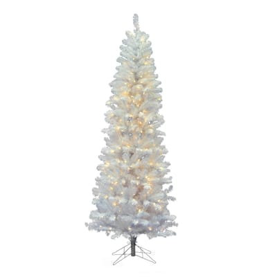 Vickerman White Salem Pencil Pine 6.5 Foot Artificial Pre-Lit LED Christmas Tree - 20