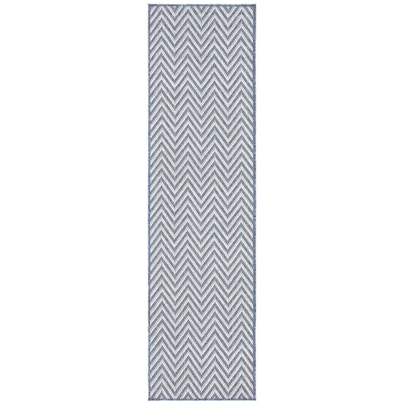 Martha Stewart by SAFAVIEH Washable Graca Indoor/ Outdoor Waterproof Rug - 2' x 7' Runner - Blue/Creme