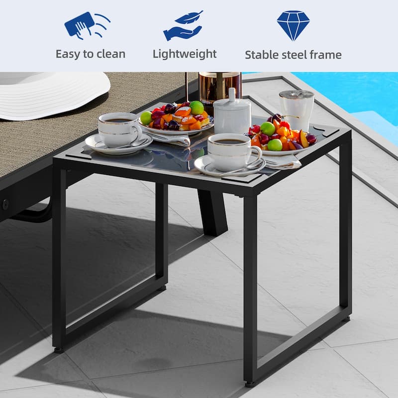 Outdoor Resin Lounge With Side Table And Adjustable Back