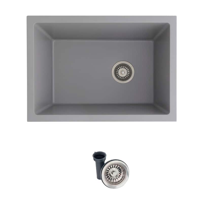 STYLISH 25 inch Single Bowl Dual Mount Composite Granite Utility Sink