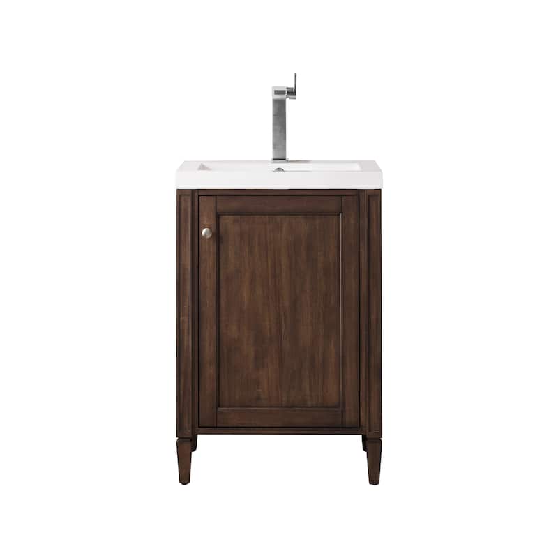 James Martin Vanities Britannia 24" Single Vanity Cabinet, w/Glossy White Composite Stone Countertop
