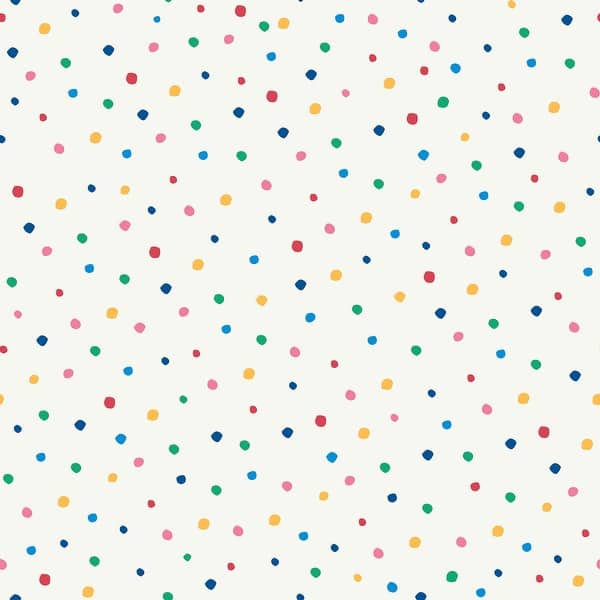 slide 2 of 4, Joules Lynx Multi Spot White and Rainbow Wallpaper